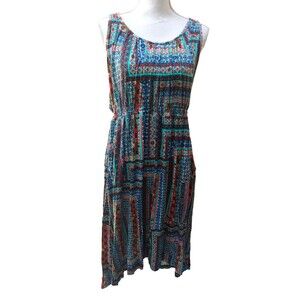 Anthropologie Weston Dress XL Boho Racerback Sundress Fit Flare Laguna Hi Lo